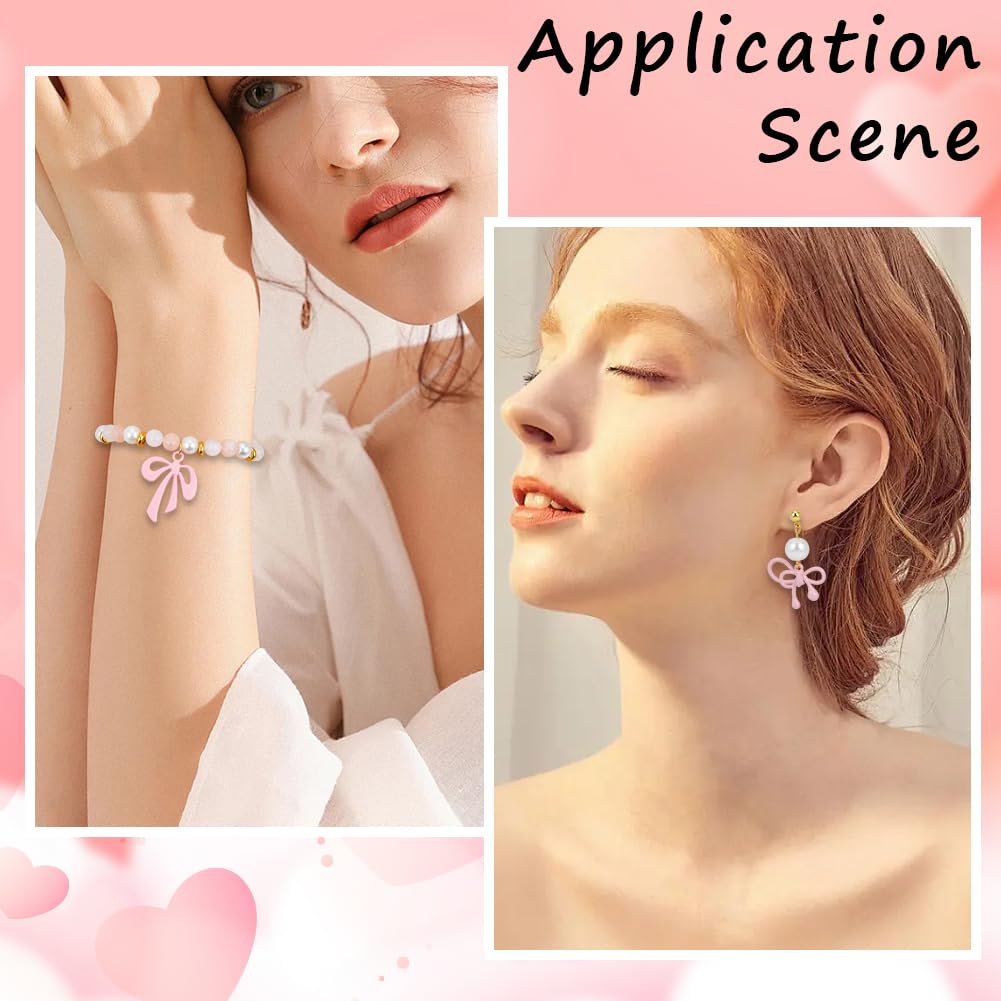SUNNYCLUE 1 Box 20Pcs Pink Bowknot Charms Metal Bow Charms Bulk Small Alloy Kawaii Painted Bows Tie Cute Dangle Bowtie Charms for Jewellery Making Charms Diy Necklaces Bracelets Earrings Supplies - Image 4