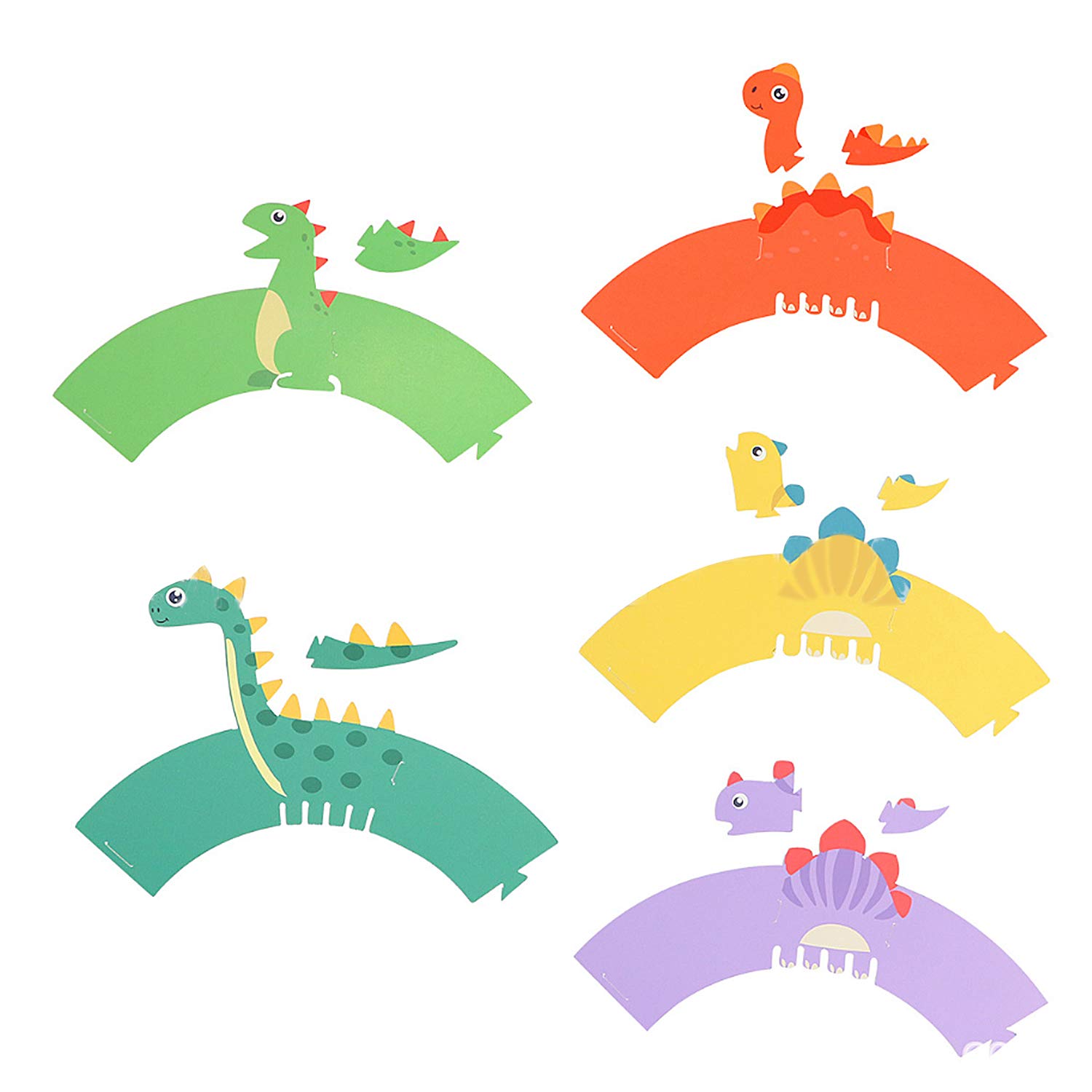50 Stück Dinosaurier Cake Topper – Cupcake-Deko Mit Holzstäbchen, Für Geburtstag, Baby Shower & Mottoparty, Aus Karton & Holz