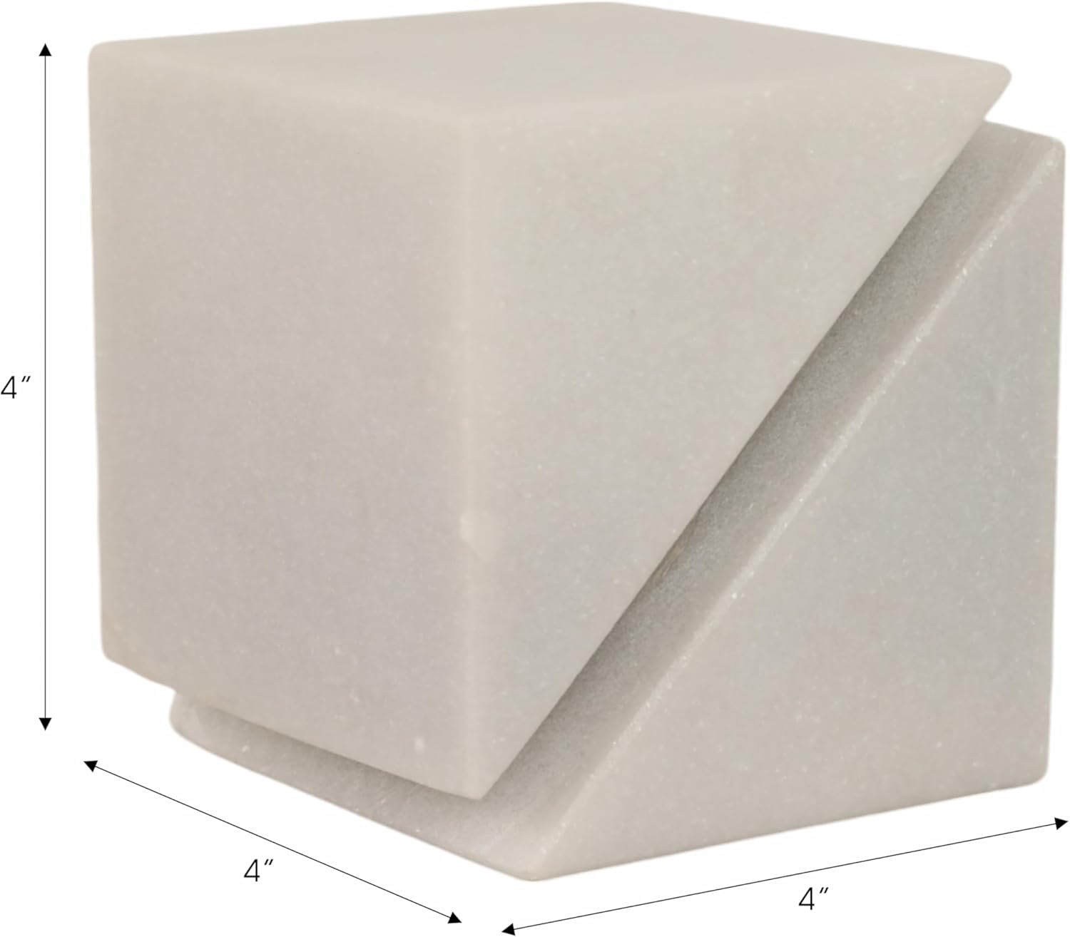White Marble Sculpture Cube – Accessories for Room Styling and Layering – Shelf, Desk, or Console Placement – Modern Geometric Design Accent for Contemporary Spaces, Home Decor – 4", White Finish