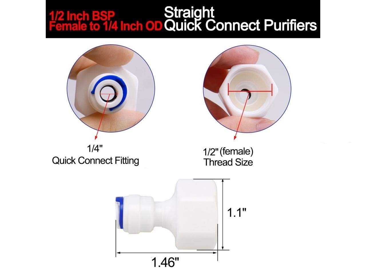 UWEK RO Connector - 1/2" Female to 1/4" Push Fit -3