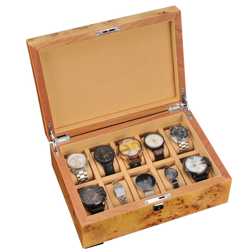 ANVLOJRIH Watch Box for Men Women Wooden 10 Slots Watch Case Jewelry Display Storage Boxes Showcase Organiser 10 Pillows