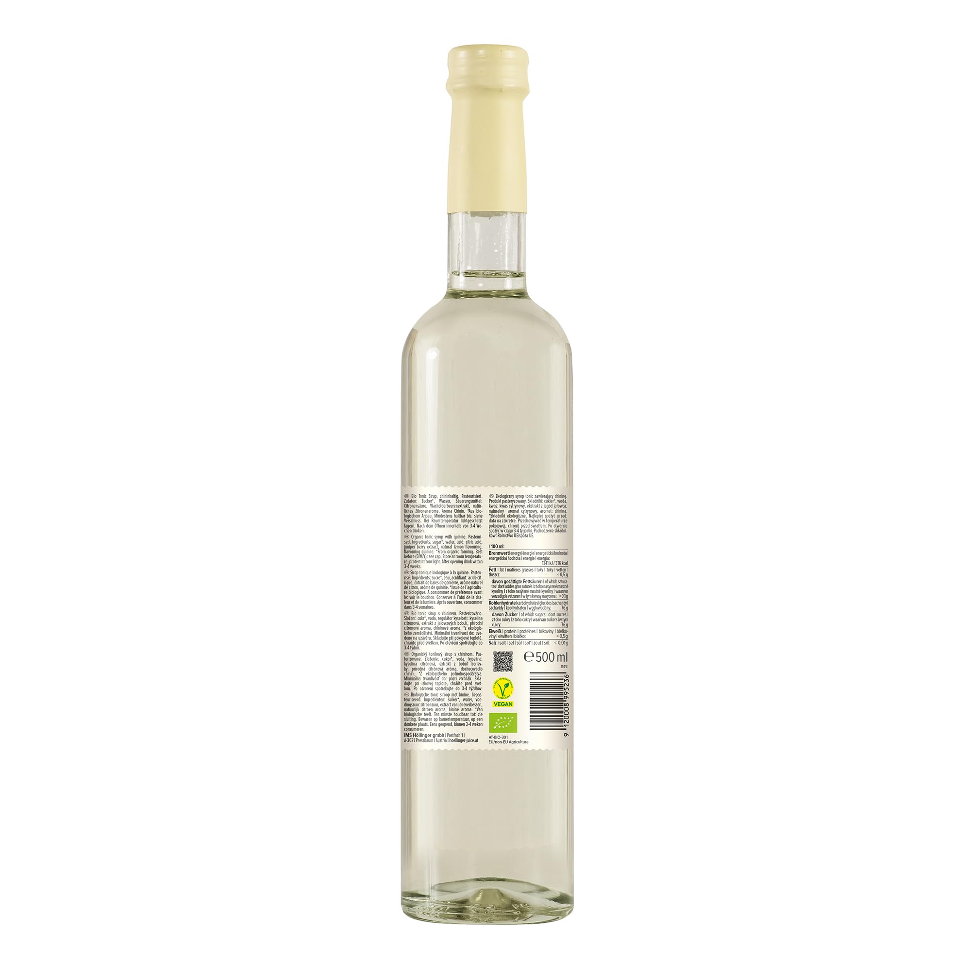 Höllinger sirop à cocktail bio Virgin Tonic - Vegan, bouteille en verre 3x500ml - cocktail sans alcool