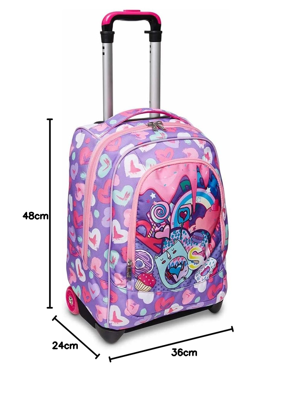 SJ GANG STYLE JAM GANG Trolley Scuola Big - Fantabulous, Rosa, 2 Zaini in 1 con Crossover System, Uso Zaino con Spallacci a Scomparsa, Zaino Scuola Elementare, Tempo libero, Viaggi