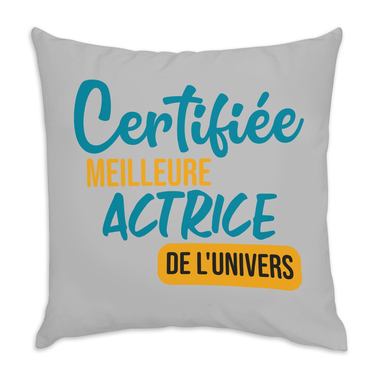 Fabulous Grey Velvet Cushion - Certified Best Actress in the Cinema Theatre Comedian Universe - 40 x 40 cm - Velvet Touch - Cover and Cushion Included