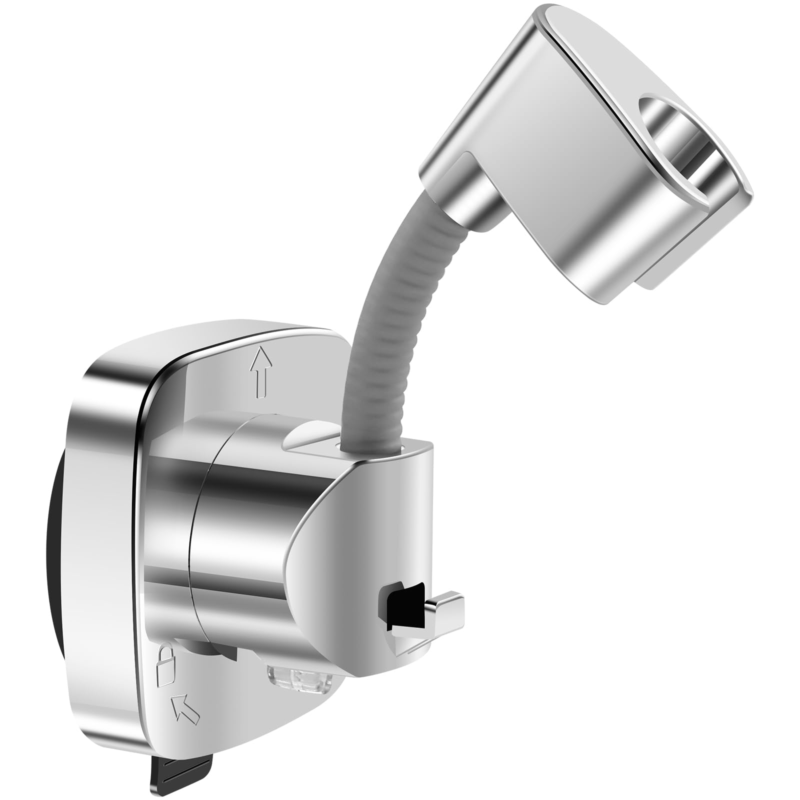 PATNFR Suction Cup Shower Head Holder - 360° Adjustable. Shower Head Hanger with Hook. Showers Handle/ Hose Bracket. Tool-Free Wall Mount for Handheld Showerheads. Fits Bathroom and RV