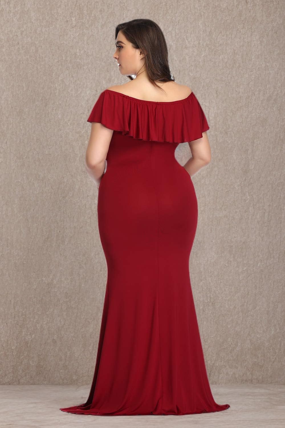 Mommy Jennie Long Maternity Dress for Photoshoot Stretchy Pregnancy Ruffle Maxi Photography Dress for Baby Shower - Image 6