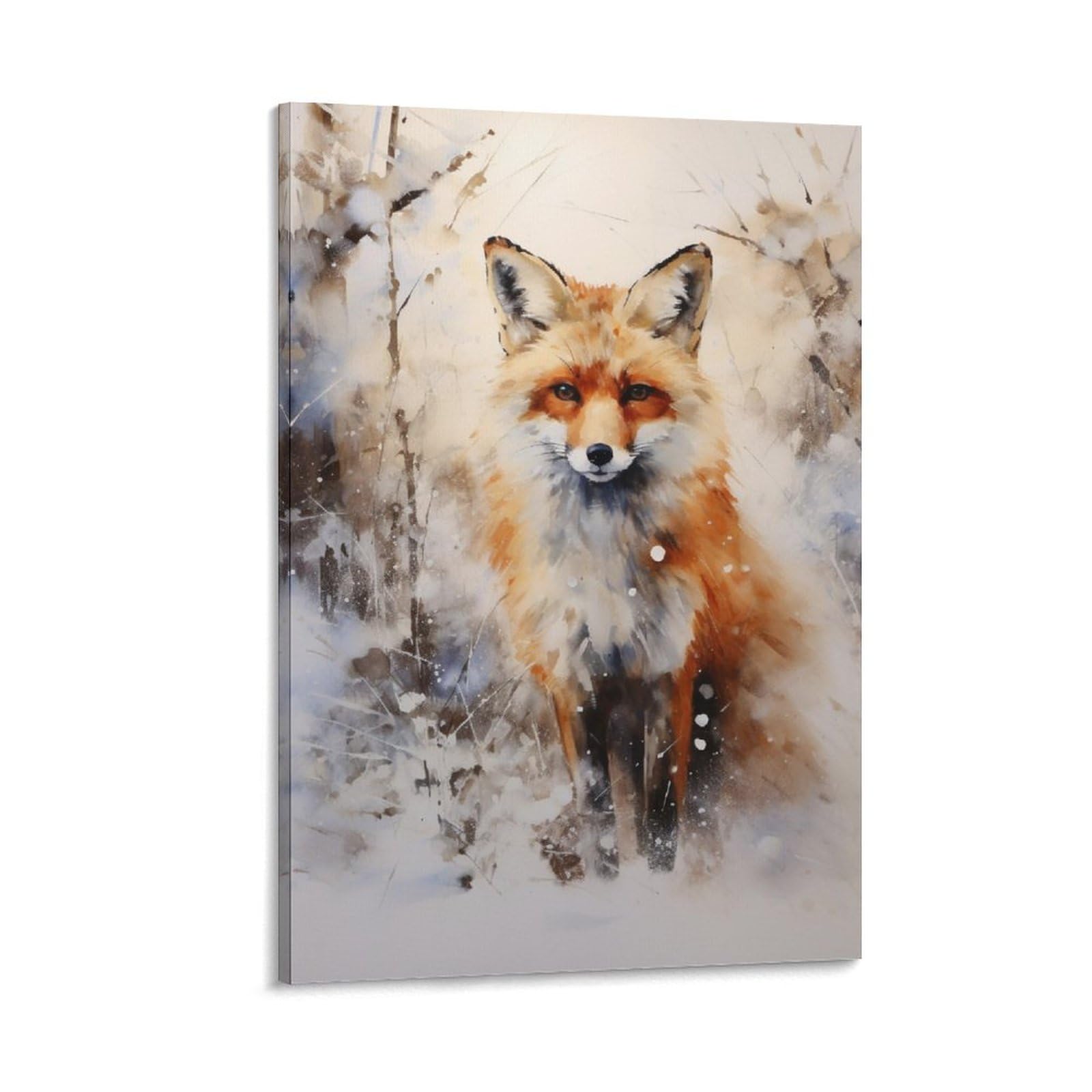 Foccar Frame-Abstract Fox Abstract Fox Canvas Wall Decor Retro Wildlife Rustic Animal Poster Wall Art For Living Room Bedroom Artwork