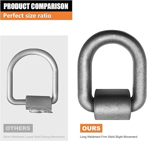 Miniatura 7 de Paquete de 8 anillos en D de soldadura SALUINOKI 34 resistentes para remolques soldables 34 para remolques carga de rotura de 26500 libras