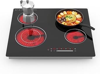 Ceramic Hob 6700W, Built-in 4 Zones Electric Hob, 60cm Electric Ceramic Hob with Slide Control, Dual Ring Design, Child Lock, Hard Wired, No Plug Included