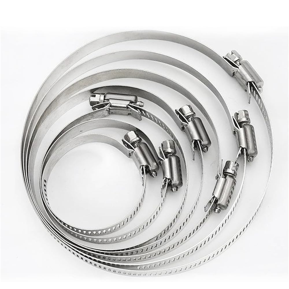 Surtido de abrazaderas de manguera resistentes de acero inoxidable de 1/4" a 2" para plomería, lavadoras y mantenimiento de vehículos, 7,3 mm y 9,0 mm.