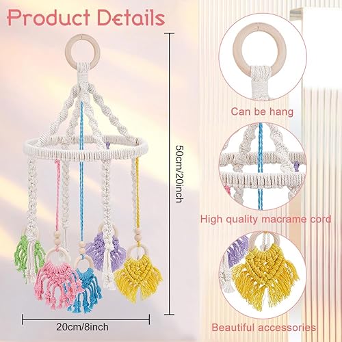 Miniatura 3 de DIY Baby Mobile Colorful Macramé Baby Mobile Kit Cuna Mobiles para Bebés Cama de Bebé Campana de Viento DIY Baby Mobile para Cuna
