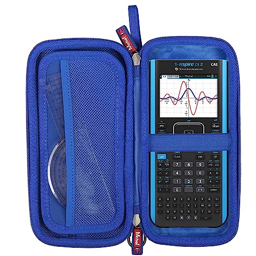 Mchoi Hard Case Matching with Texas Instruments TI-84 Plus CE/TI-83 Plus/TI-84 Plus CE/TI-83 Plus/Casio fx-9750GIII Graphing Calculator, Extra Pocket for USB Cables, Manual, Pencil, Ruler, Blue