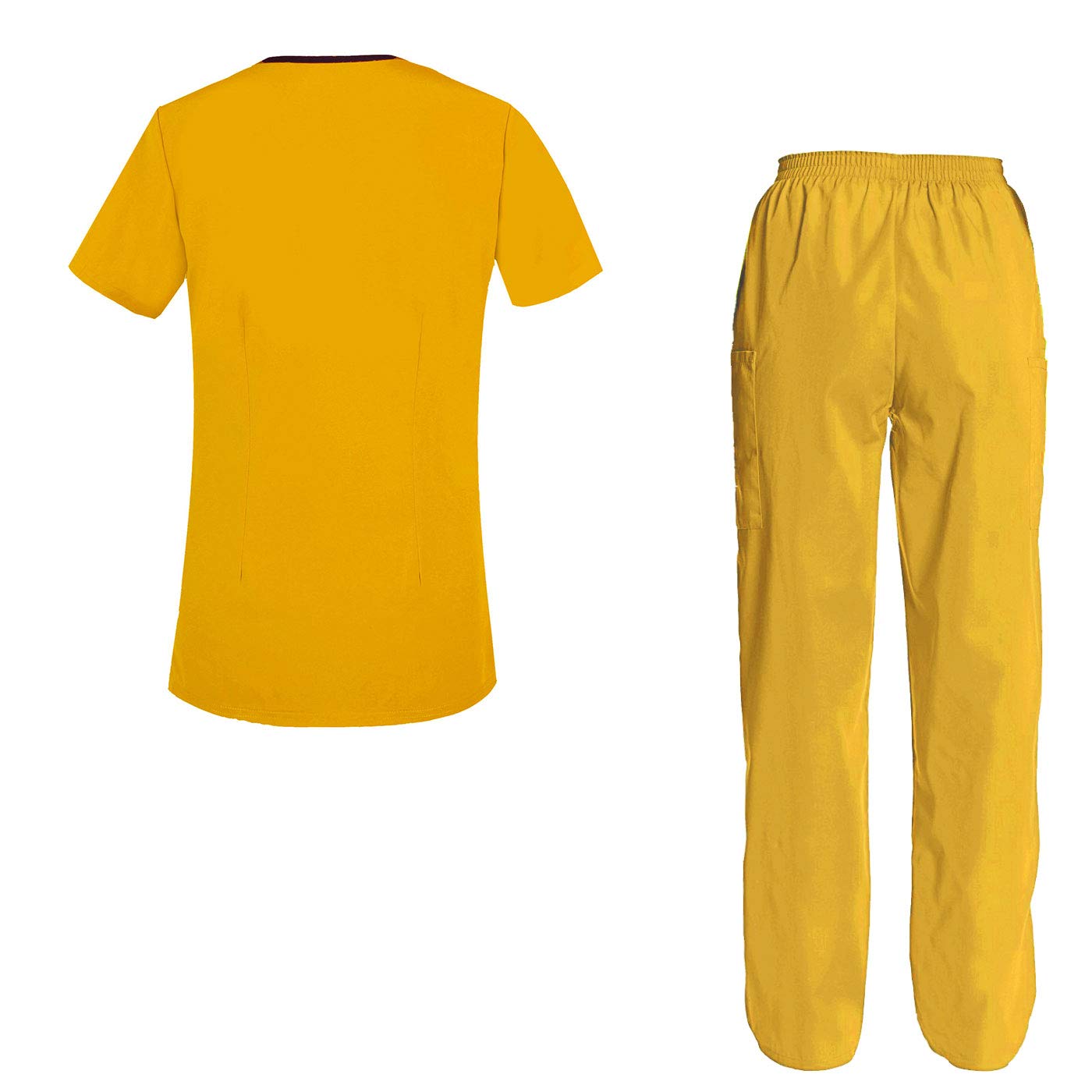 Women's Scrubs Set Scrub Top and Pants Scrubs Set Yellow