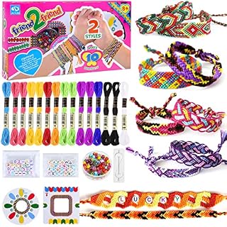Modacraft Friendship Bracelet Making Kit for Kids, Handmade Cotton Cords Bracelet Craft Jewellery Making Set with Letter Beads/ Glass Beads/ Woven Board, Toys for Old Girls Age 8-14 Years Old Chritmas