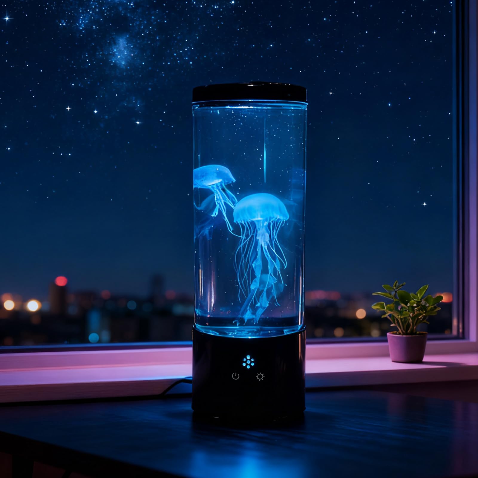 Menibbler Black + Transparent Jellyfish Lamp Jelly Fish Lava Lamp With 7 Change Colours Modes Realistic Jellyfish Mood Light Usb Operated Aquarium Sensory Light For Kids Adults Home Office Party Decor