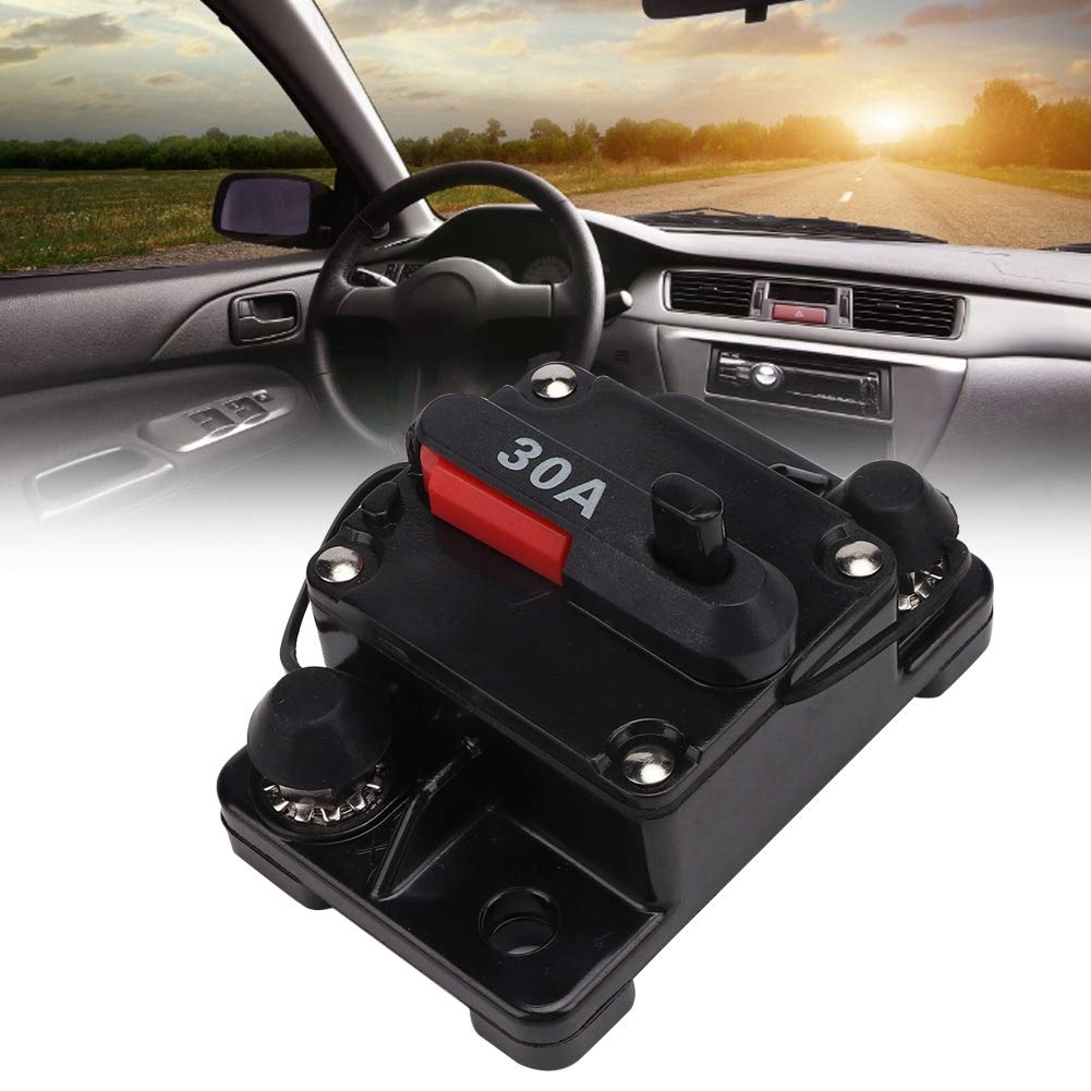 EVGATSAUTO 12V 30A/40A/60A Inline wyłącznik bezpiecznikowy falownik samochodowy stereo audio resetowalny samonaprawialny reset bezpiecznika (30A)