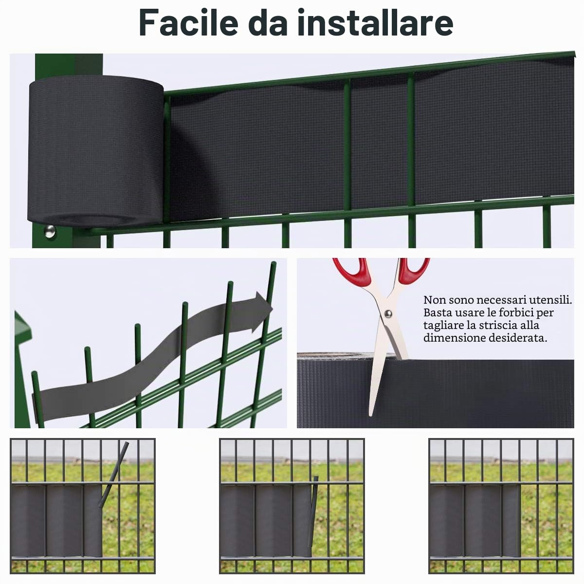 Sekey Frangivista per Recinzione Giardino, Striscia Privacy in PVC per recinto Metallico Doppio Stelo, Anti-UV Anti-Sbiadimento Protezione Antivento, con 26 Clip, 19cm x 35m, Antracite