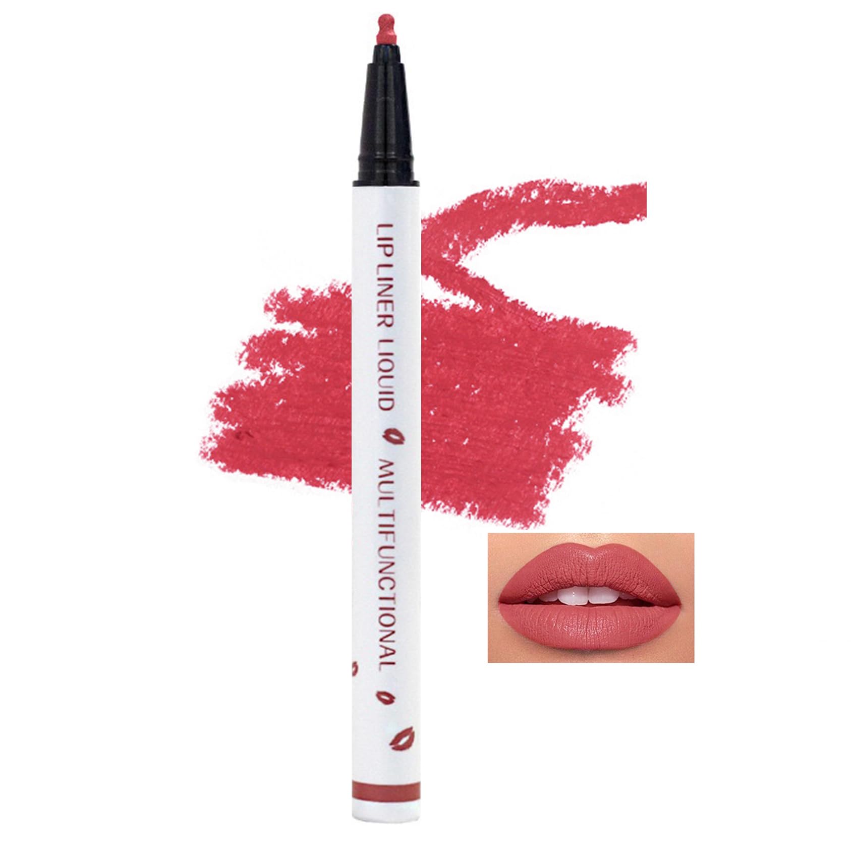 Cool Story Lip Liner Liquid - 2-in-1 Waterproof Matte Lip Stain Marker, Longwear Quick-Drying Liquid Lipstick Pen with Smudge Proof & Long-Lasting