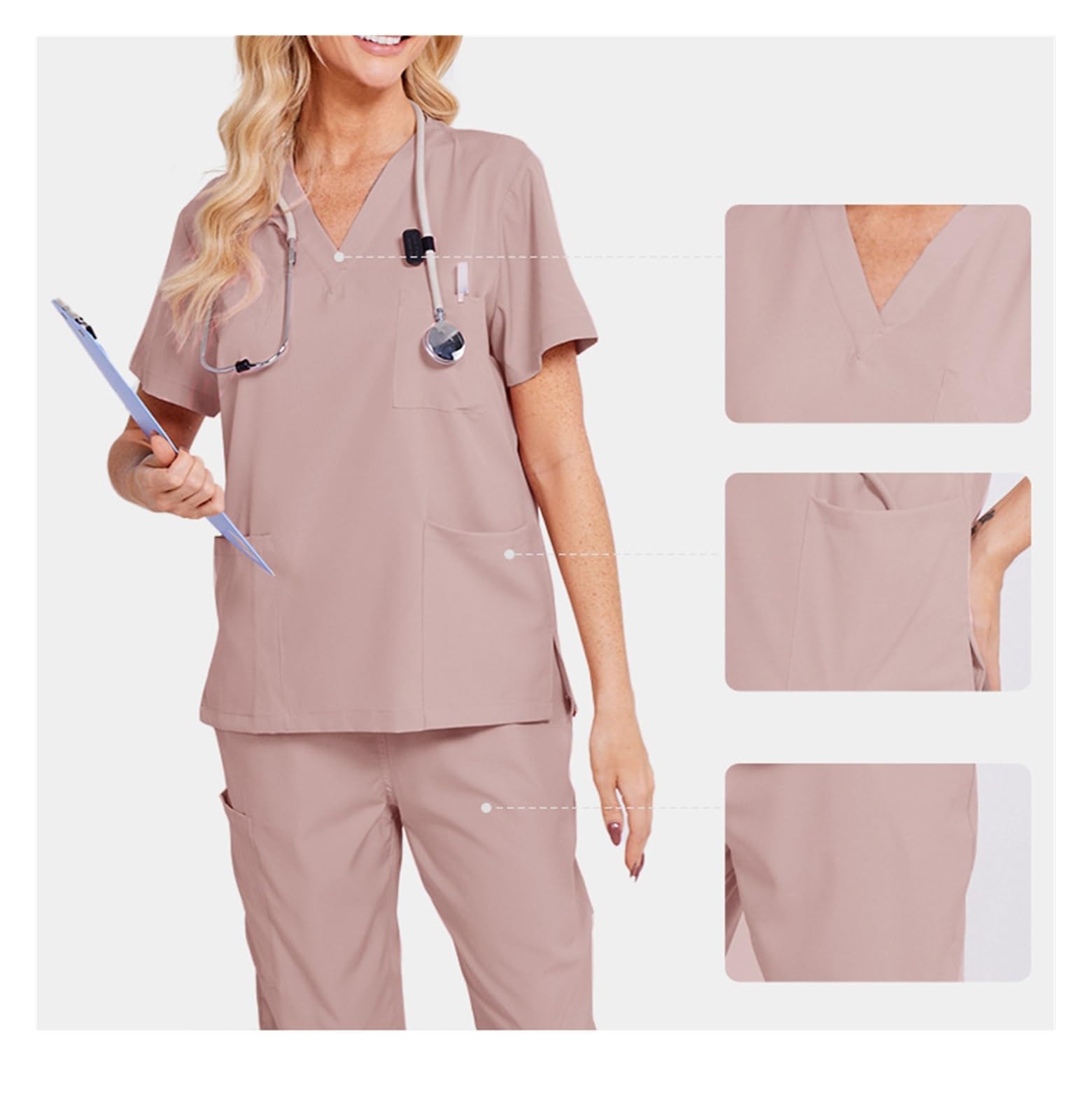 Divisa Infermiere Donna Uniformi for medici e infermieri, abiti a maniche corte for il lavaggio delle mani, da lavoro, tuta divisa