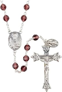 Sacred Heart Rosary with Italian Heritage Crucifix, 22 Inches L with 2 Inch Cross