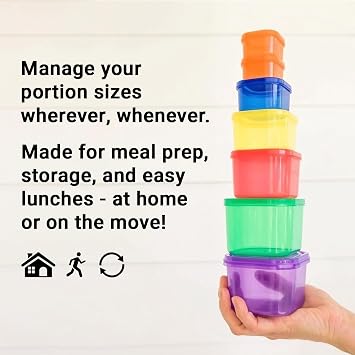 Beachbody 21 Day Fix 7-Piece Kit: Color-Coded Portion Control Containers for Meal Prep and Weight Loss, Ideal for Food Storage, BPA-Free, Reusable, with Secure Locking Lids for Freshness