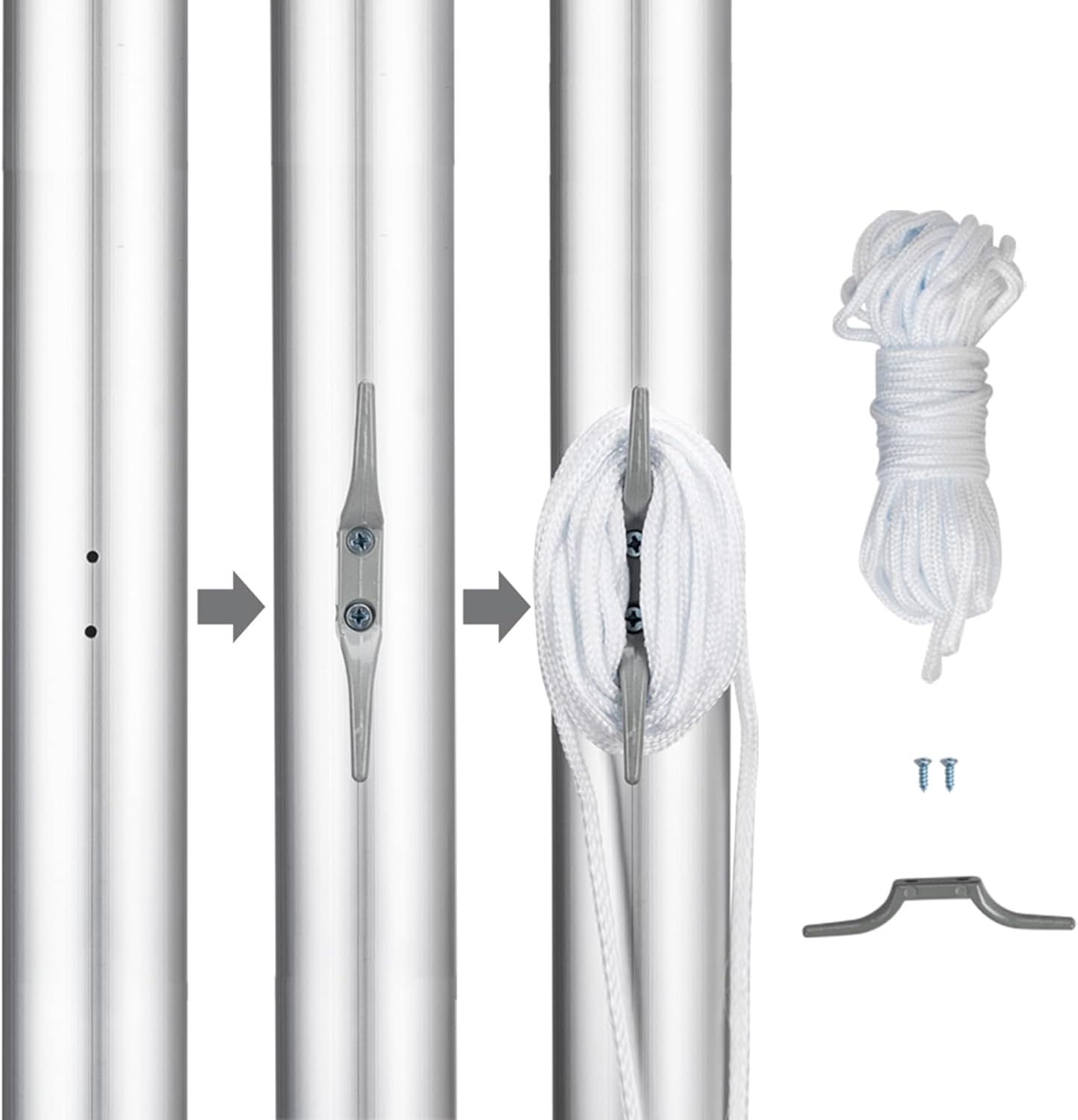 25ft Flag Pole Kit,American Flags for Outside with Pole,Heavy Duty Aluminum Flagpole with 3x5 American Flag, Thick Rust-Proof Sectional Pole US America Flag Flagpole Kit,for Outside House, Porch, Yard
