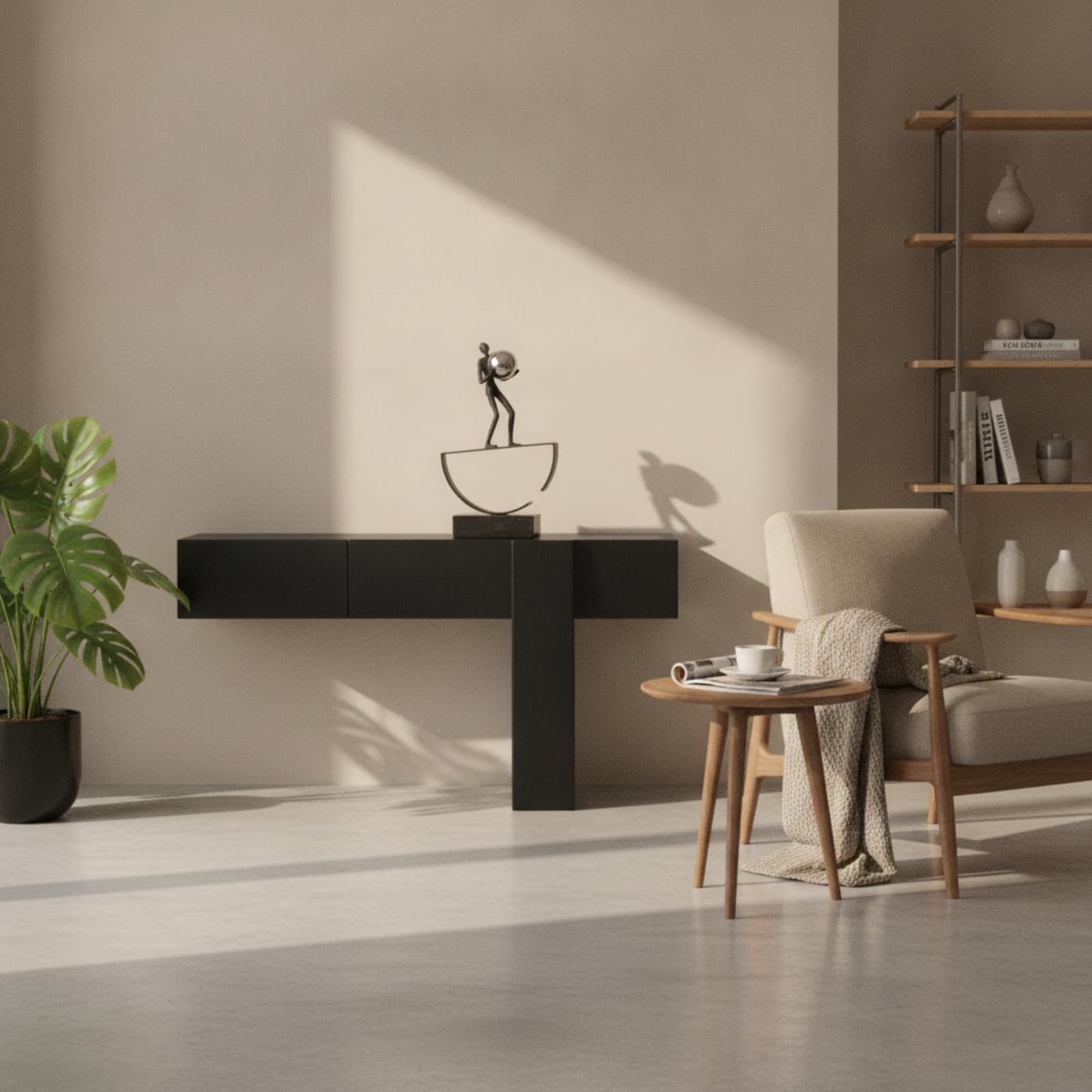 Figura con Esfera Texturizada Escultura No Representativa Minimalista Escultura No Representativa para Estantería, Oficina, Dorado