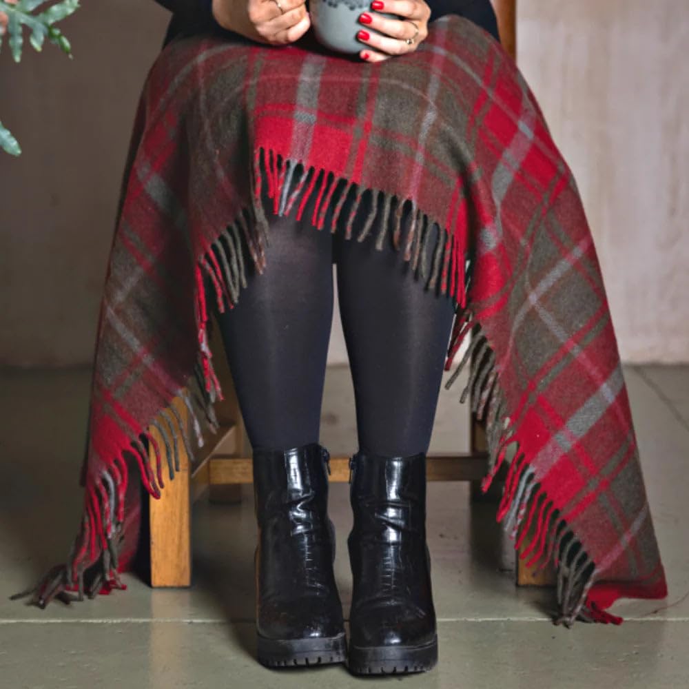 Manav Balmoral Wool Knee Blanket/Throw | Classic Heritage Wool Blanket with Soft, Warm Feel, Traditional Tartan Design, Lightweight Yet Cosy, Perfect for Home, Travel & Gifts