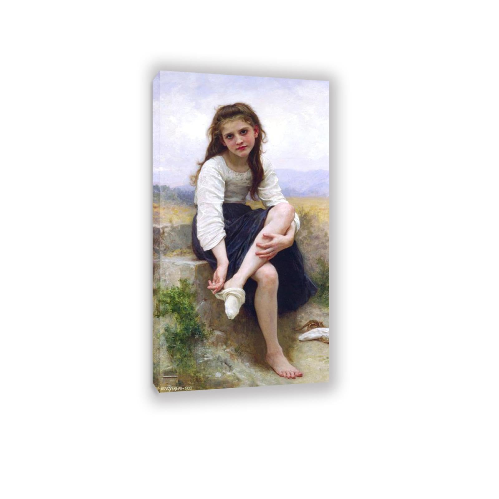 RXNHGJDS William-Adolphe Bouguereau Wall Art Before the Bath Fine Art Portrait Wall Painting Aesthetic Wall Decor for Living Room Bedroom Bathroom Home Decor 145x80cm Inner frame