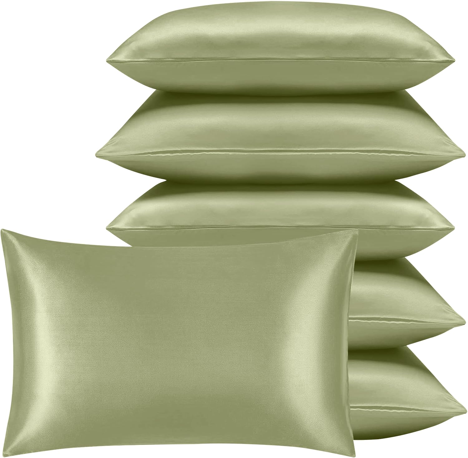 Imperial Rooms Satin Pillowcase 6 Pack – Satin Silk Pillowcases for Hair and Skin, Gifts for Women – Mint Pillow cases with Envelope Closure (50x75 cm)