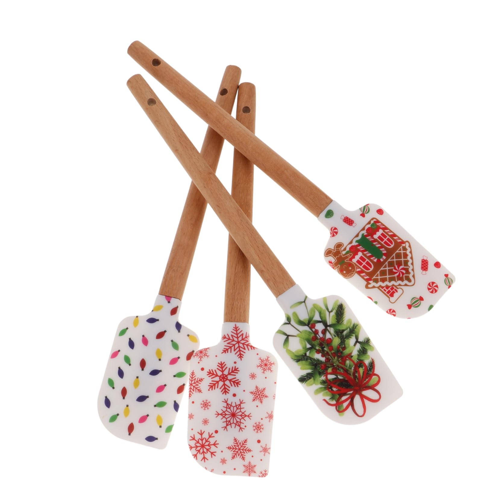 Cabilock 4 Sätze Silikon Spatel Teilig Weihnachtskuchen Dekoration Ergonomischer Holzgriff Hitzebeständig Für Kuchencreme Und Teigschaben Leicht Und Langlebig 4 Stück * 4