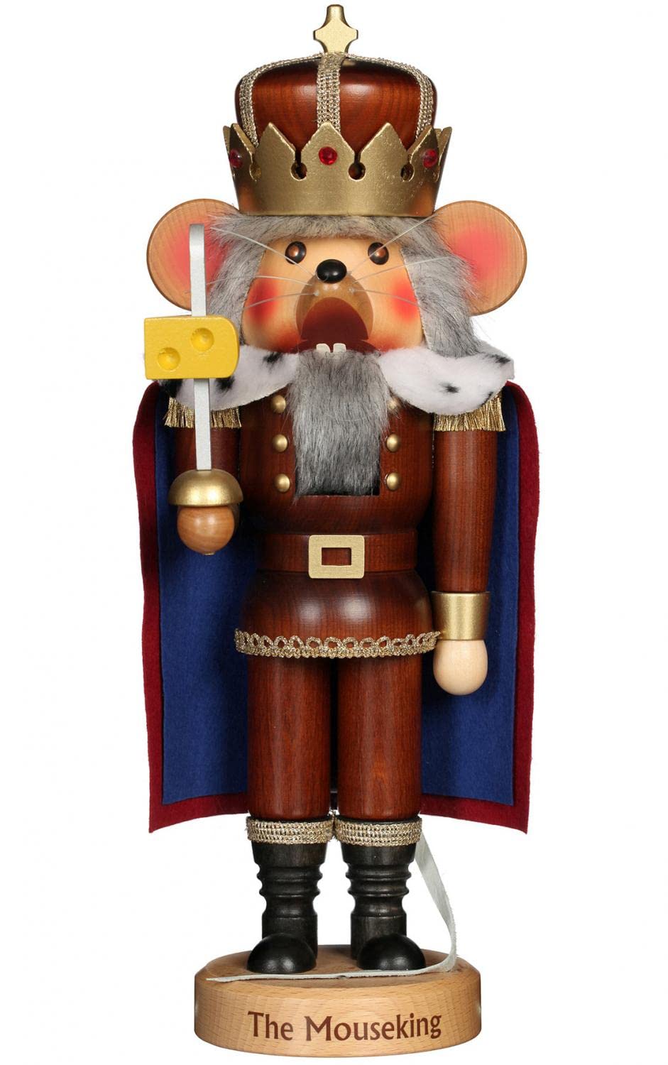 Christian Ulbricht Natural Wood Finish Mouse King with Cheese Nutcracker