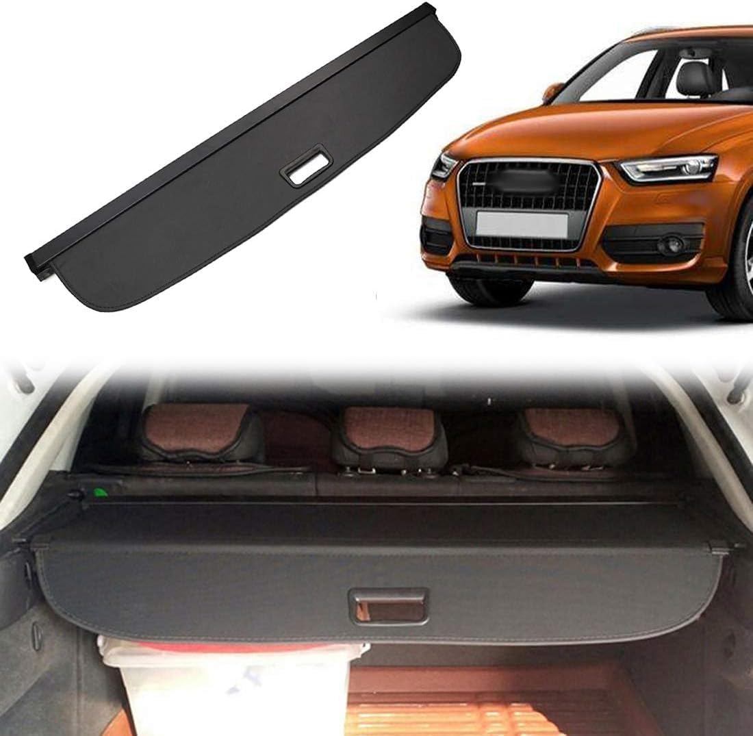 Protezione Coperchio Portabagagli Copertura Bagagliaio Auto Baule Posteriore Pacco Ripiano Portaoggetti Cargo Cover Nero per Audi Q3 2013-2017
