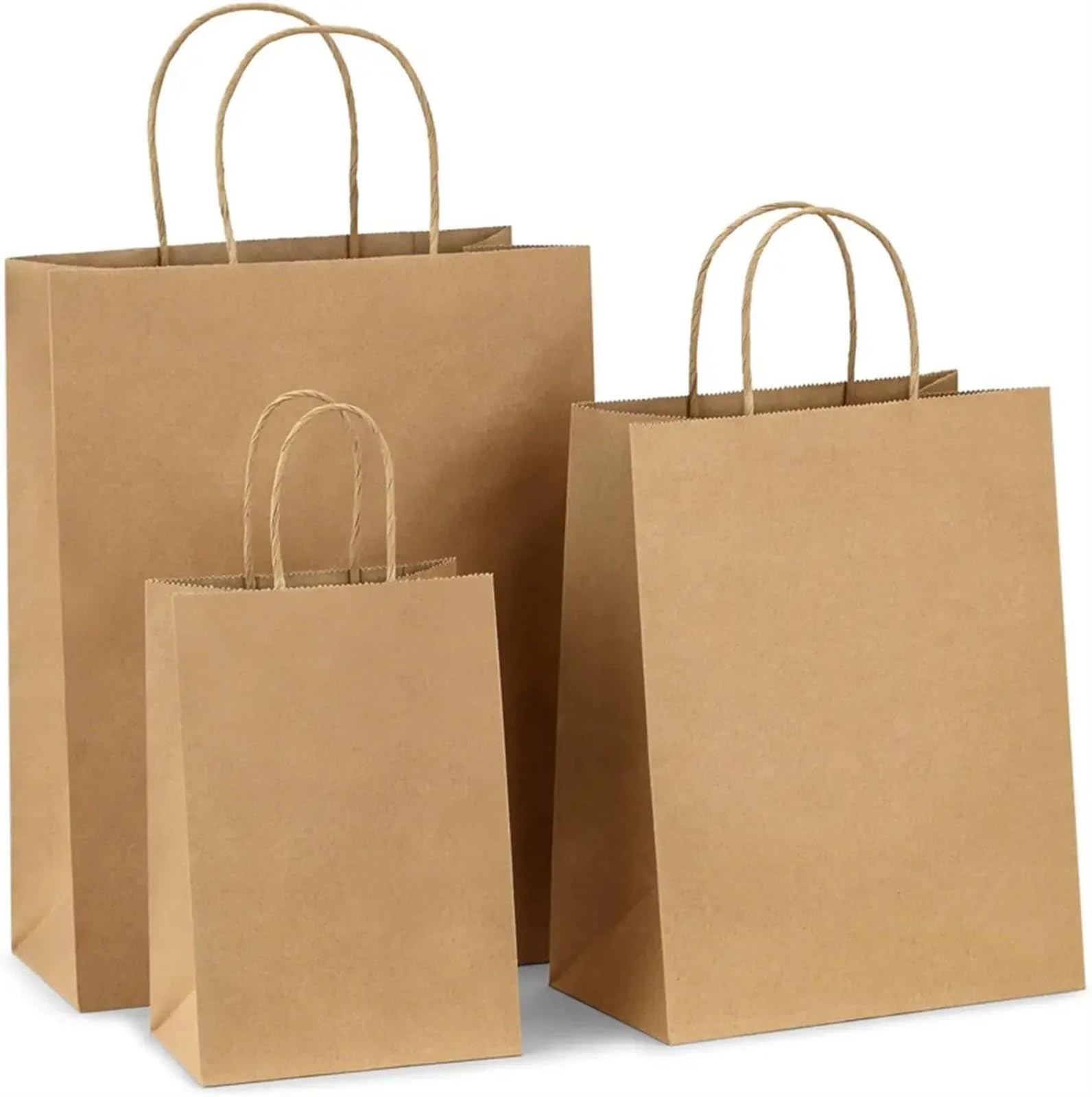 Bolsas Papel Kraft Bolsas de papel kraft marrón con asas pequeñas a granel for bolsas compras regalo for fiestas Navidad(Brown,26x12x31cm-10pcs)