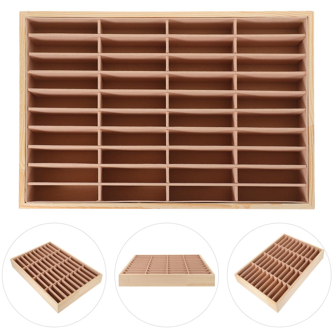PRETYZOOM Scatola Di Immagazzinaggio In Legno Per Telefoni Cellulari A 40 Griglie Supporto Del Telefono Cellulare Da Scrivania Con Fodera In Peluche Vassoio Organizzatore Rettangolare Per