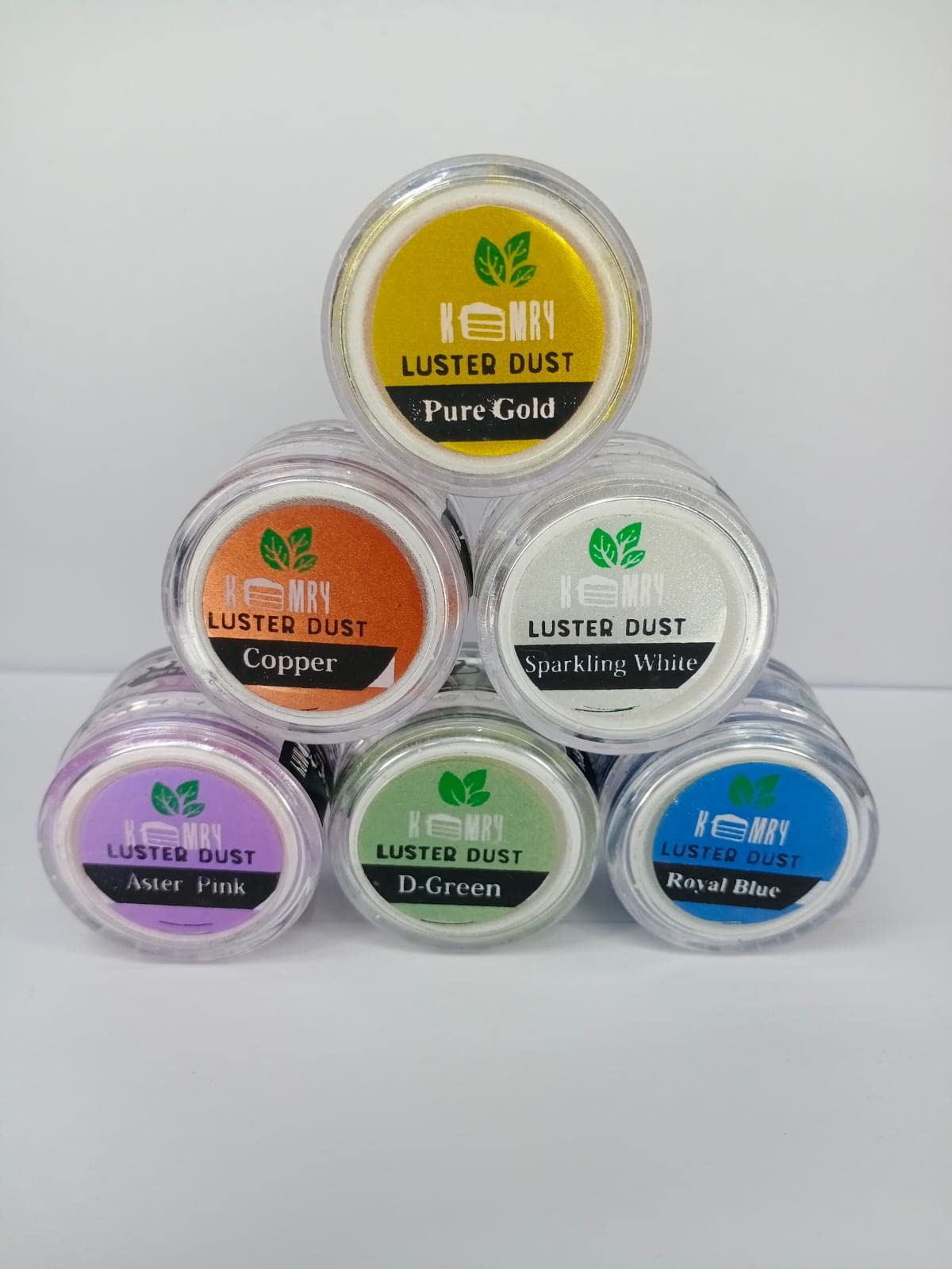 Luster Dust Combo (Pure Gold, Super White, Bronze, Greenish Gold, Pinkish, Rose Red) | Pearl Dust | Glitter Shine Dust | Luster Dust For Cakes, Chocolates & Confectionery (Pure Gold, Copper, Pink, Silver, Green, Blue)