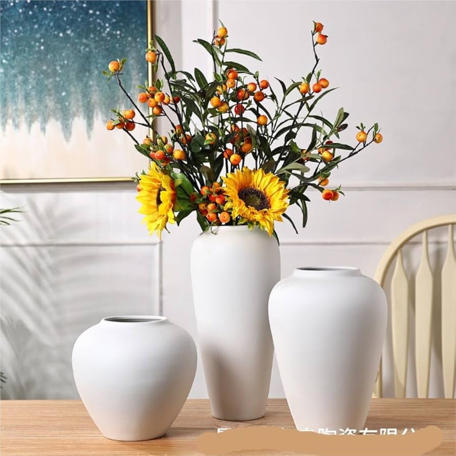 Amazon.co.jp: 陶器の花瓶 景徳鎮陶器花瓶 シンプルな白フロスト