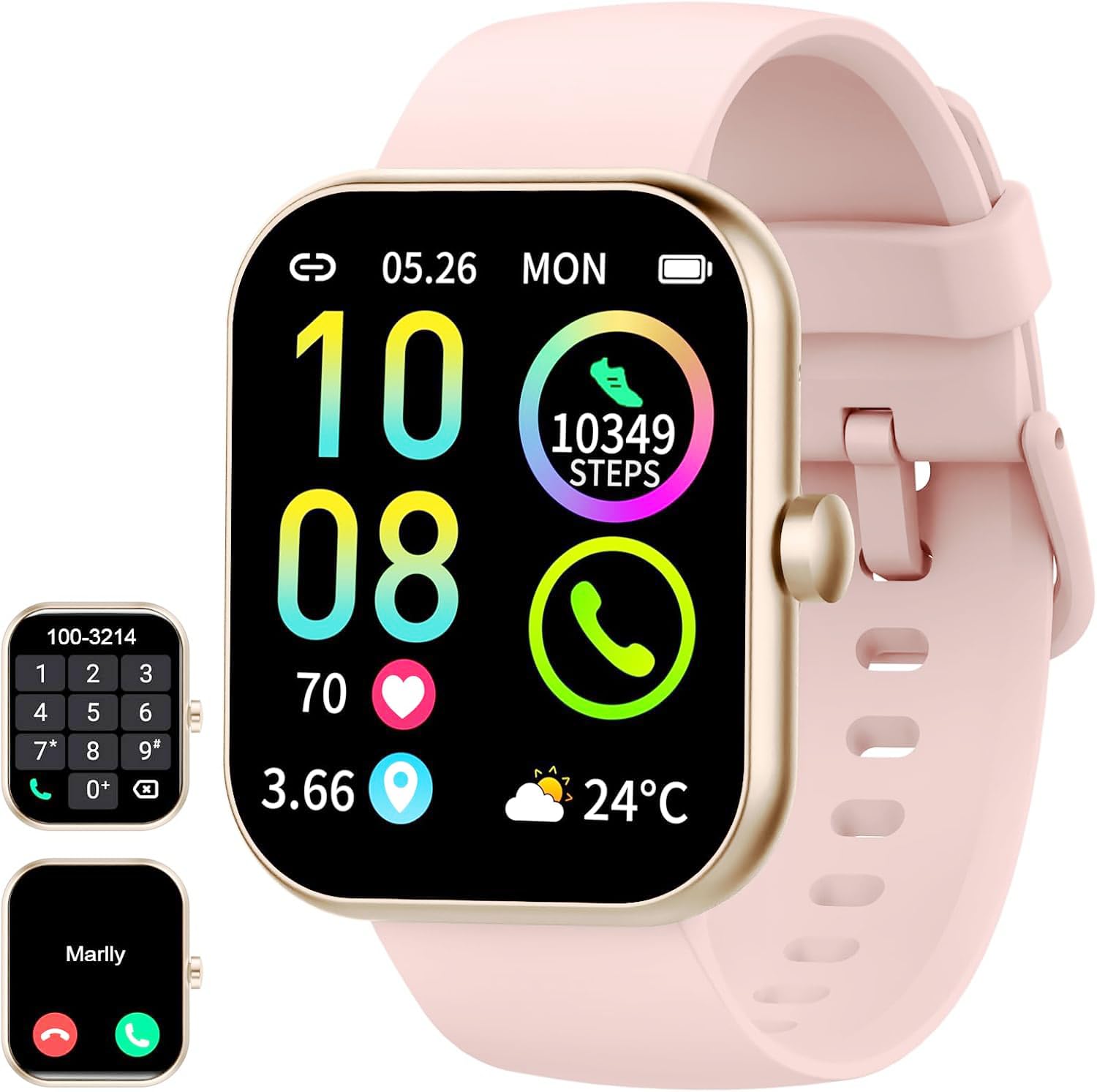 Reloj Inteligente Mujer, 1.96" HD Smartwatch con Llamada Bluetooth, Pulsómetro, Monitor de Sueño, SpO2, Podómetro, 113+ Modos Deportes Pulsera Actividad Impermeable IP68 Smart Watch para Android iOS