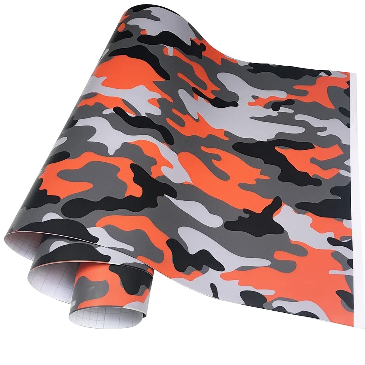 Pellicola Mimetica in Vinile per Auto Camouflage Pellicola in Vinile Camo Sticker per Console Computer Laptop Skin Scooter Moto Car Wraps,Arancio-Nero,50cm × 500cm