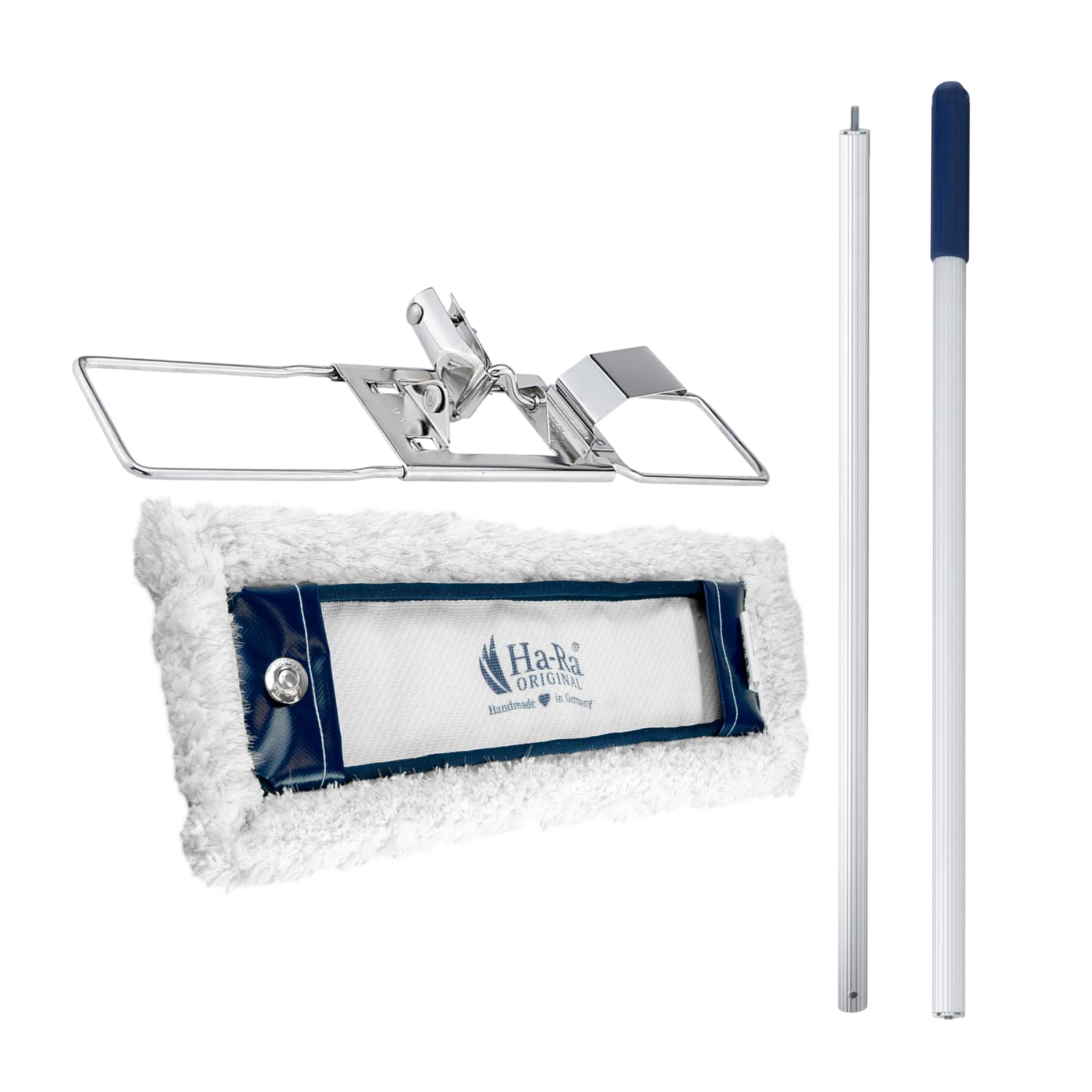 Ha-Ra Set Bodenexpress 42 cm aus Edelstahl & Boden-Faser Nano Gold Igel I robuster Boden-Wischer zur Reinigung für Böden & Wände I wendiger Wischmop mit rutschfestem Griff & teilbarem Stiel