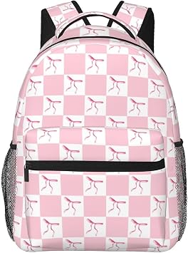 Giwawa Pink Bow Backpack for Girls Ages 4-12 Cute Boys Backpacks for Elementary 1st 2nd 3rd 4th 5th Grade Kids School Bag Checkered Bookbag