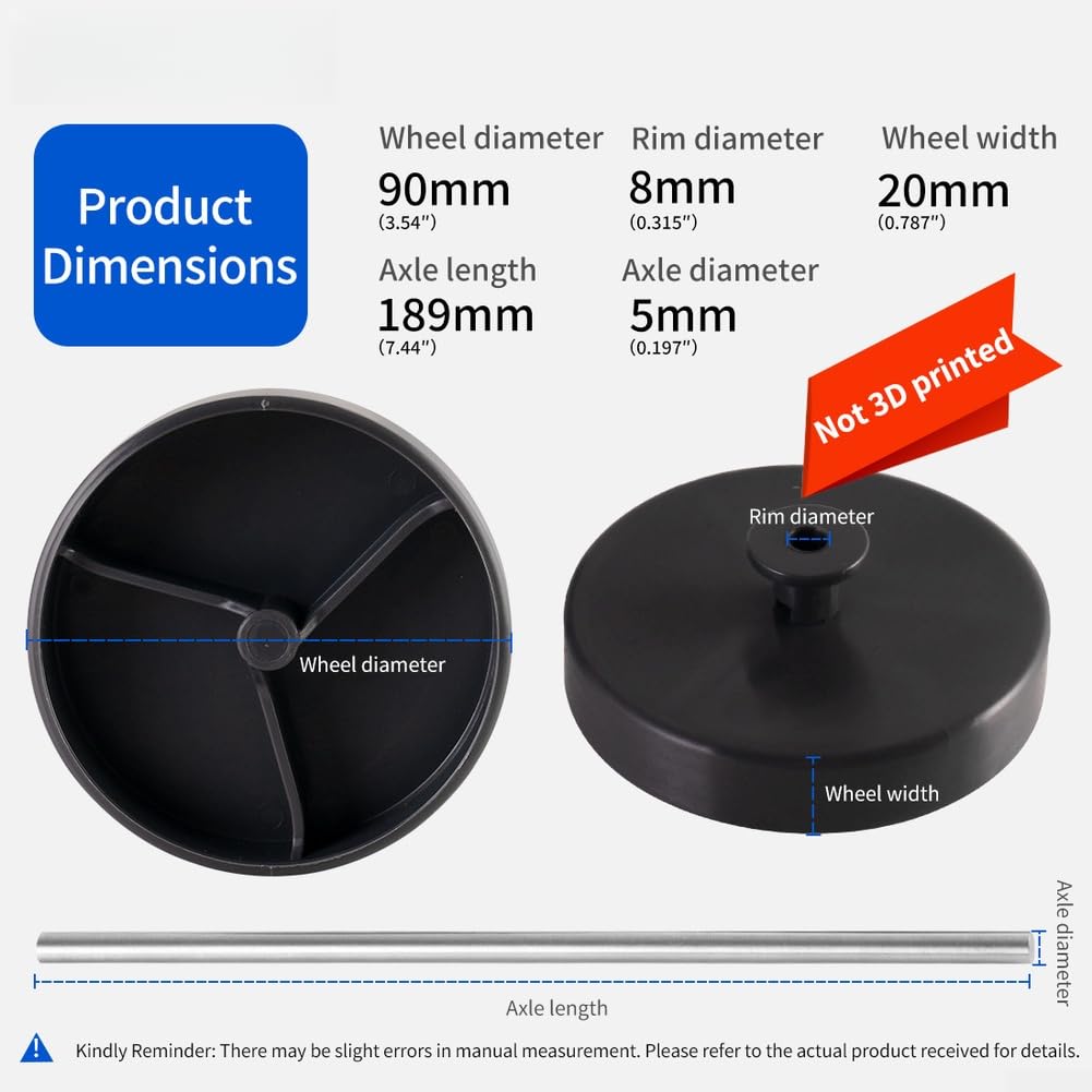 Ersatzräder für Wohnmobil-Abwassertank, 304 Edelstahl, Achse, schwarzes Nylon, für Thetford SC234, C200, C220, leise, 90 mm Durchmesser