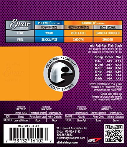 Cordes Elixir® en Phosphore Bronze pour guitare acoustique avec revêtement NANOWEB®, Medium (.013-.056) - Les Beatles, Paul McCartney, John Lennon, RIngo Starr, George Harrison Cordes Elixir® en Phosphore Bronze pour guitare acoustique avec revêtement NANOWEB®, Medium (.013-.056) – Image 3