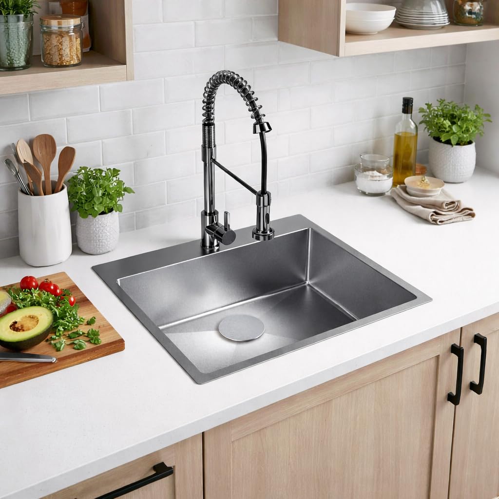 Cata Fregadero de Cocina Sobre encimera CBS-1 54-40 R10 Doble Cubeta Cuadrada Instalación en Mueble de 60 cm Profundidad de 20 cm Acero Inoxidable