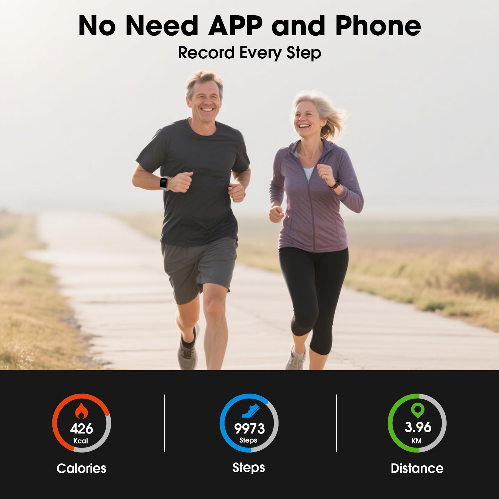 Smart Watch No App/Phone Required, Long Battery Life Fitness Tracker Watch,HD Screen, Waterproof Activity Tracker with Step Counter for Walking, Pedometer, Calories Tracker for Men Women