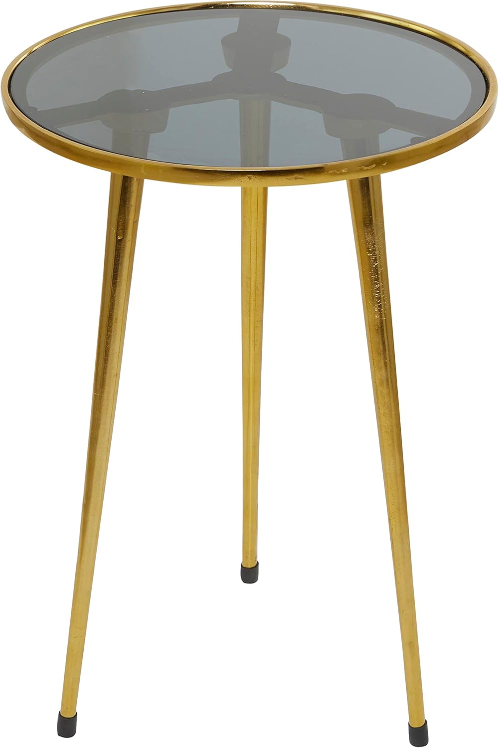 Deco 79 Aluminum Accent Table with Shaded Glass Top, 15" x 15" x 22", Gold