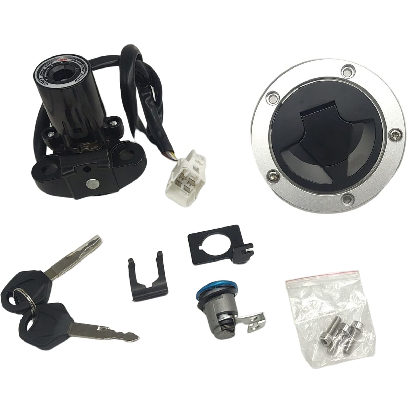 RAYANA Ignition Switch+Gas Fuel Tank Cap+Seat Lock+Keys Compatible for Kawasaki Ninja 1000 ZX10R Z1000SX Ignition Switch Fuel Gas Cap Cover Seat Lock