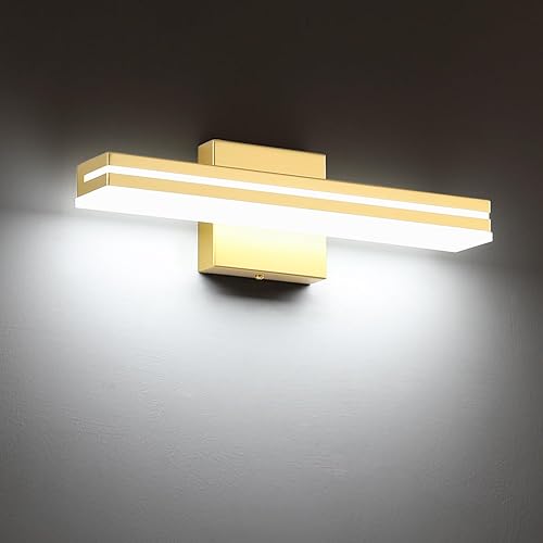 Miniatura 14 de SineRise - Lámparas LED modernas para tocador de baño (40,6 cm, 3000K/4000K/6000K, regulables), lámparas de pared modernas de acrílico cromado para