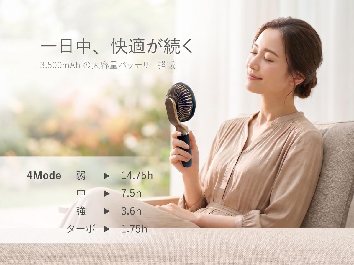 Amazon | ib プレミアムハンディファン AUREA FAN 静音 ダブルファン