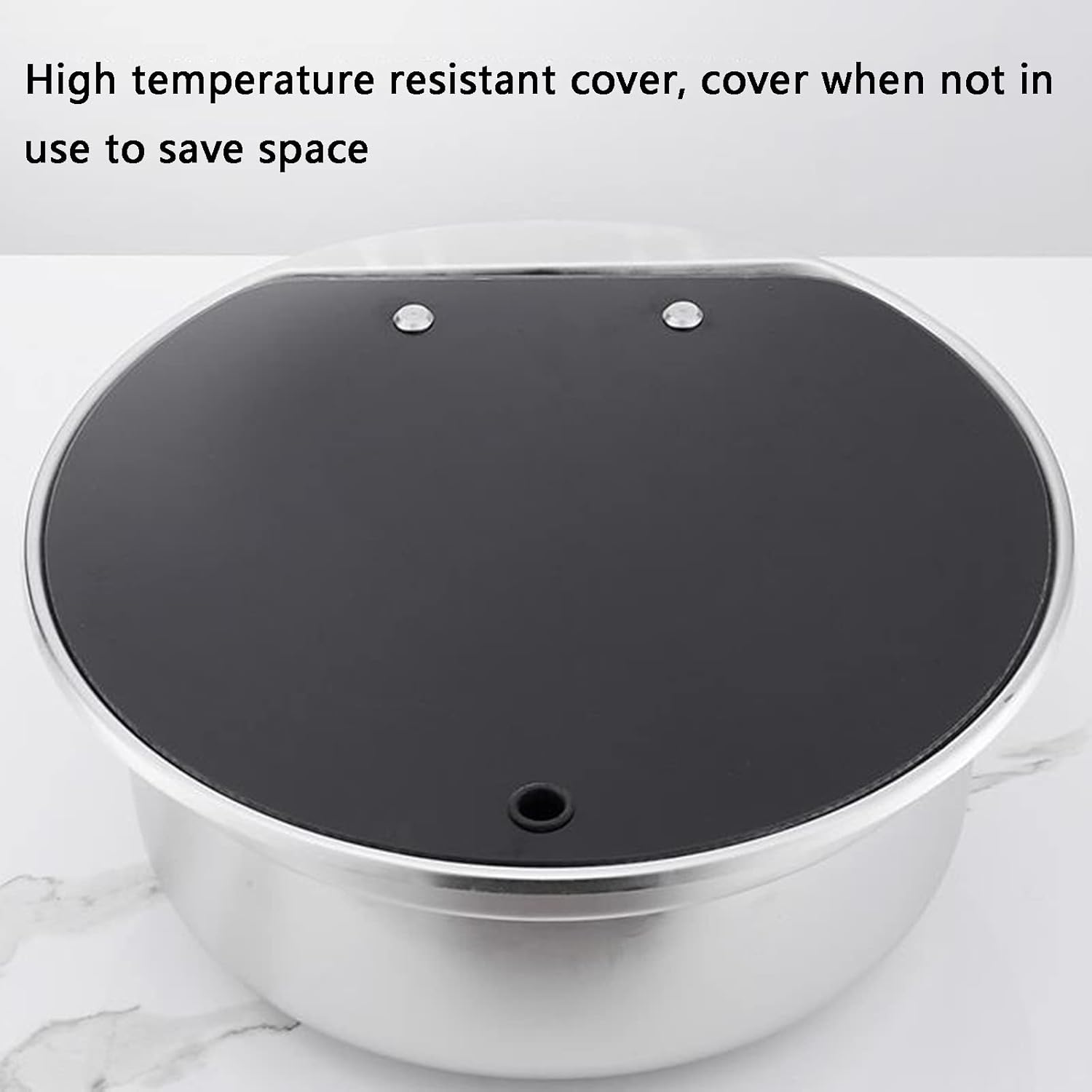 Single Bowl RV Sink, Outdoor Stainless Steel Sink, Kitchen Round Sink with Tempered Glass Lid (A) (B)